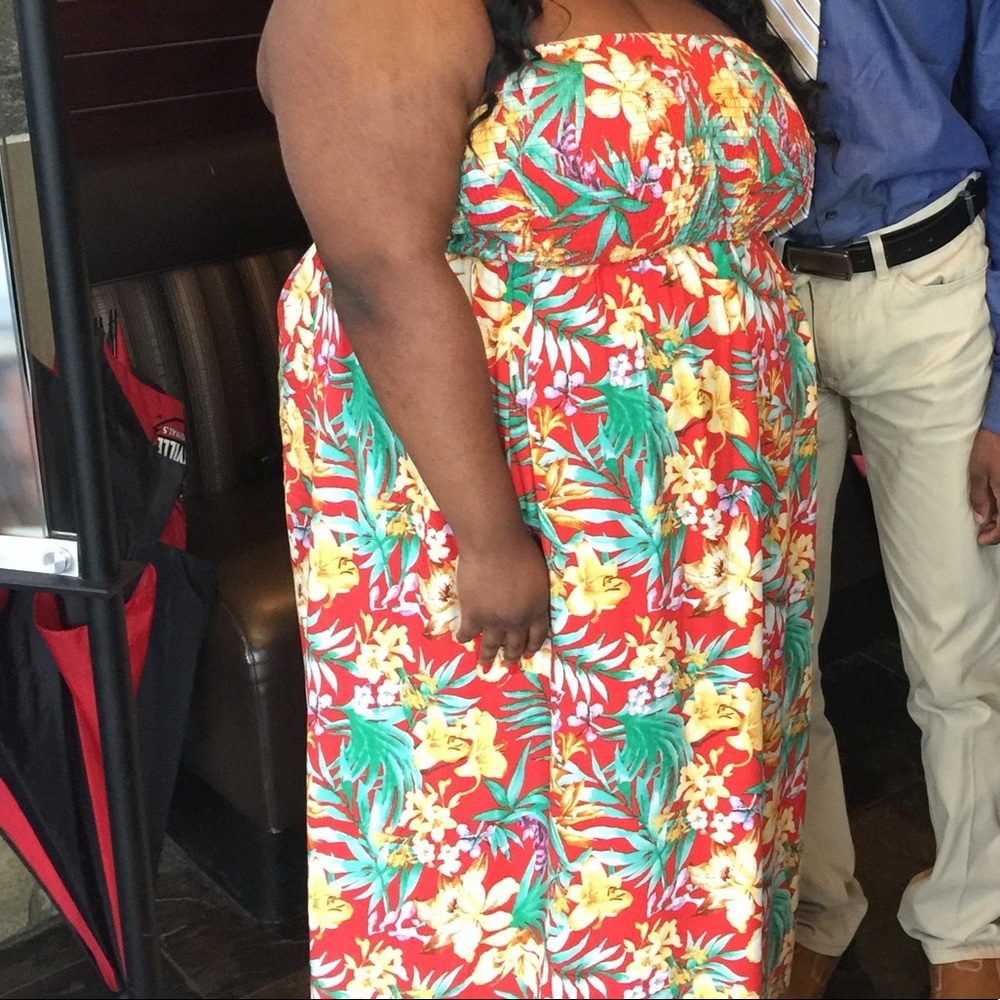 Tropical Print Tube Top Maxi